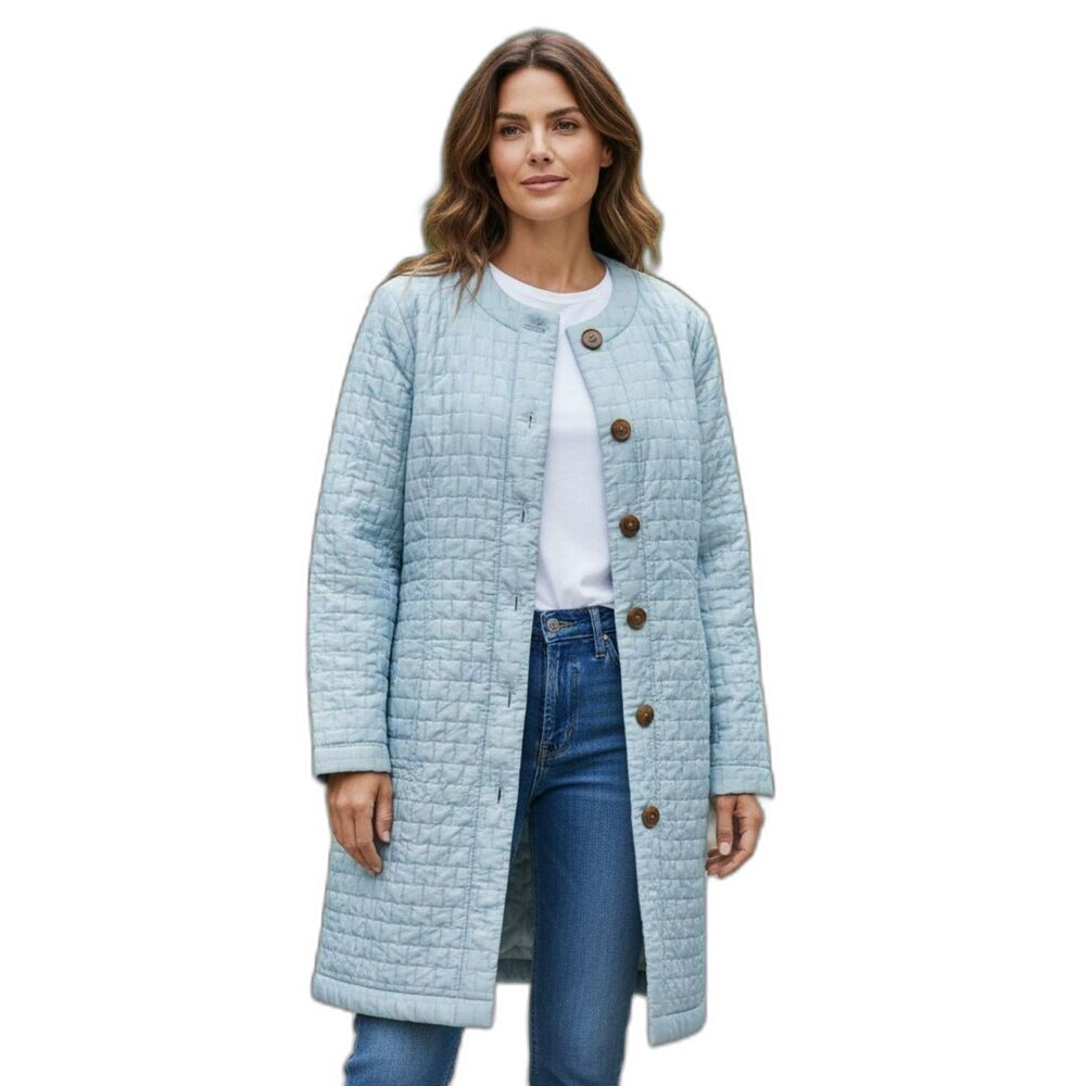 Kiko  Jacket  Women’s Size M Long Blue 100 % silk 2 pockets  Vintage Y2K # 73